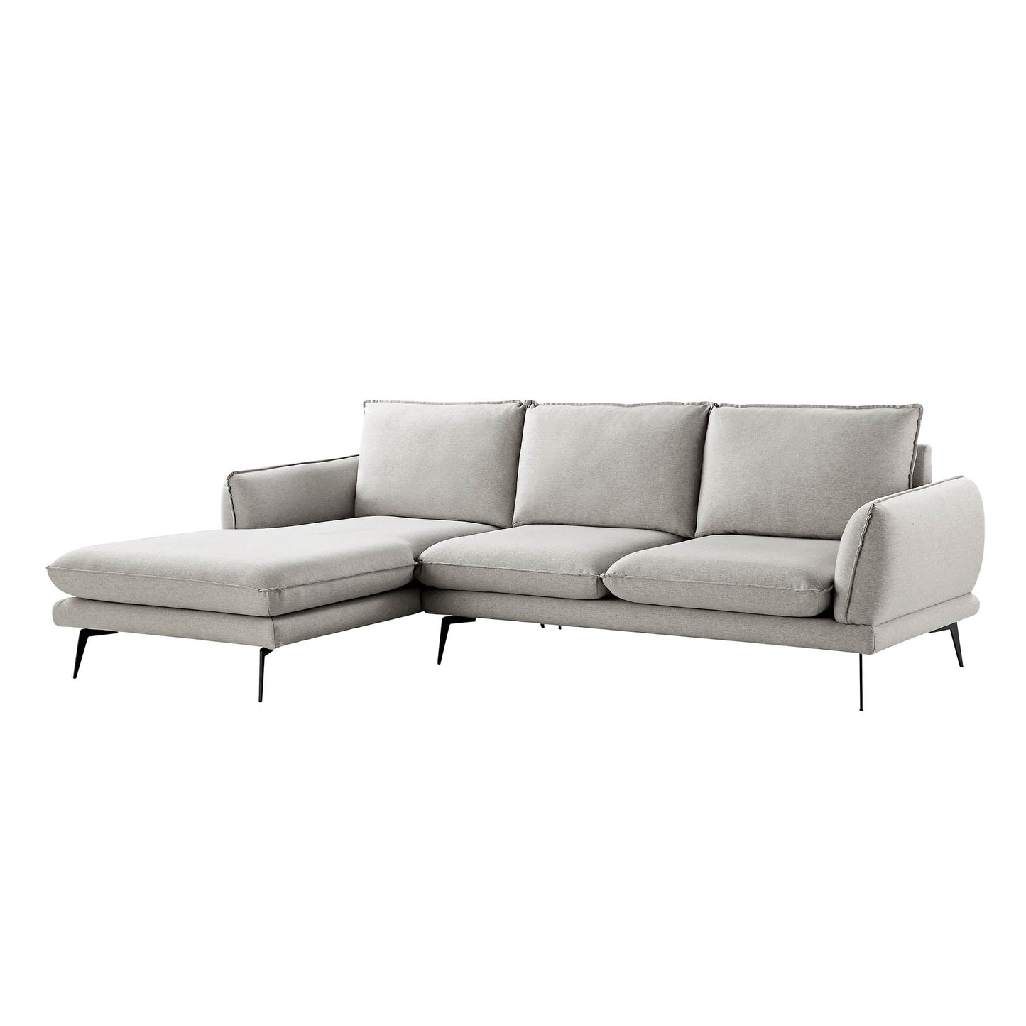 Obriel Grey Marl Fabric Sofa, Grande Chaise Sofa Left Hand Facing