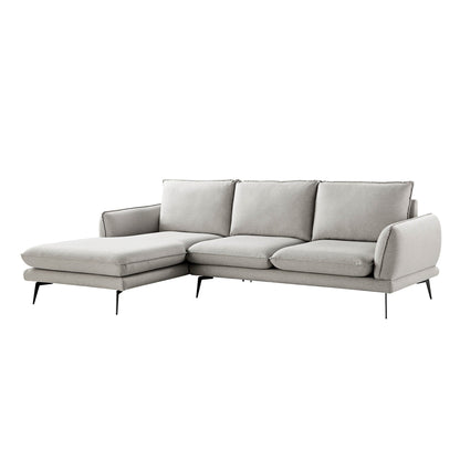 Obriel Grey Marl Fabric Sofa, Grande Chaise Sofa Left Hand Facing