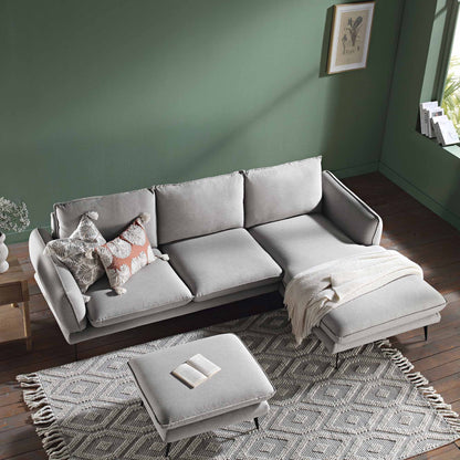 Obriel Grey Marl Fabric Sofa, Grande Chaise Sofa Right Hand Facing