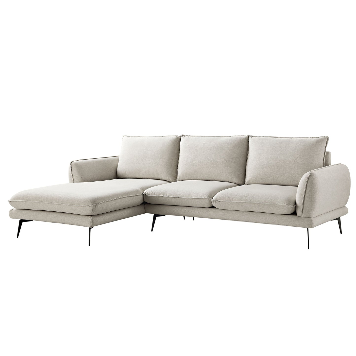 Obriel Oatmeal Fabric Sofa, Grande Chaise Sofa Left Hand Facing