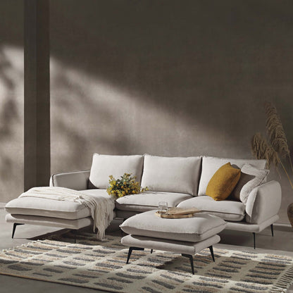 Obriel Oatmeal Fabric Sofa, Grande Chaise Sofa Left Hand Facing