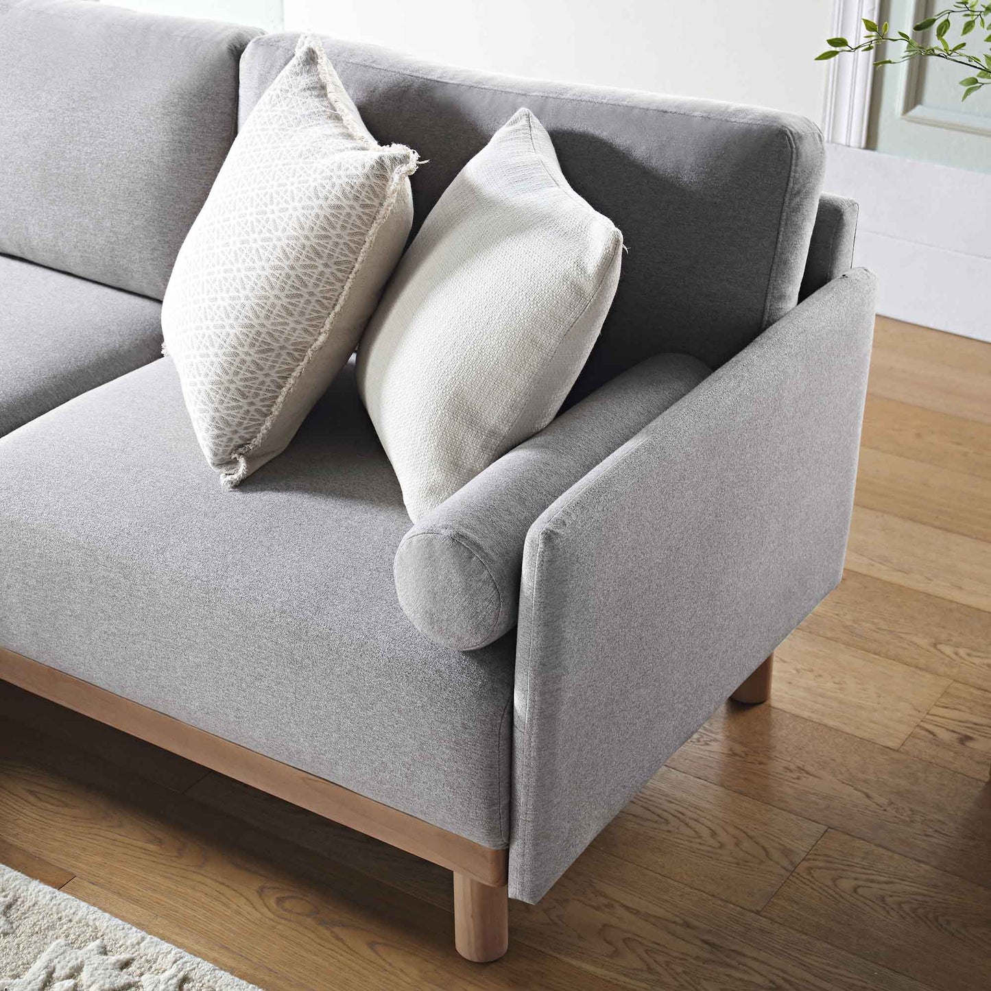 Timber Grey Marl Fabric Sofa, Large 3-Seater Chaise Sofa Left Hand Facing