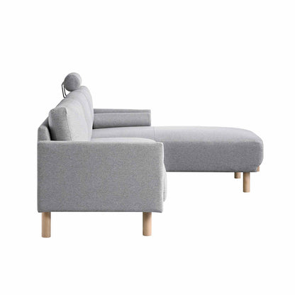 Timber Grey Marl Fabric Sofa, Large 3-Seater Chaise Sofa Right Hand Facing