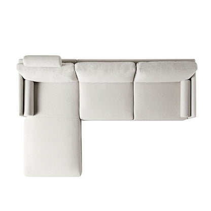 Timber Oatmeal Fabric Sofa, Large 3-Seater Chaise Sofa Left Hand Facing