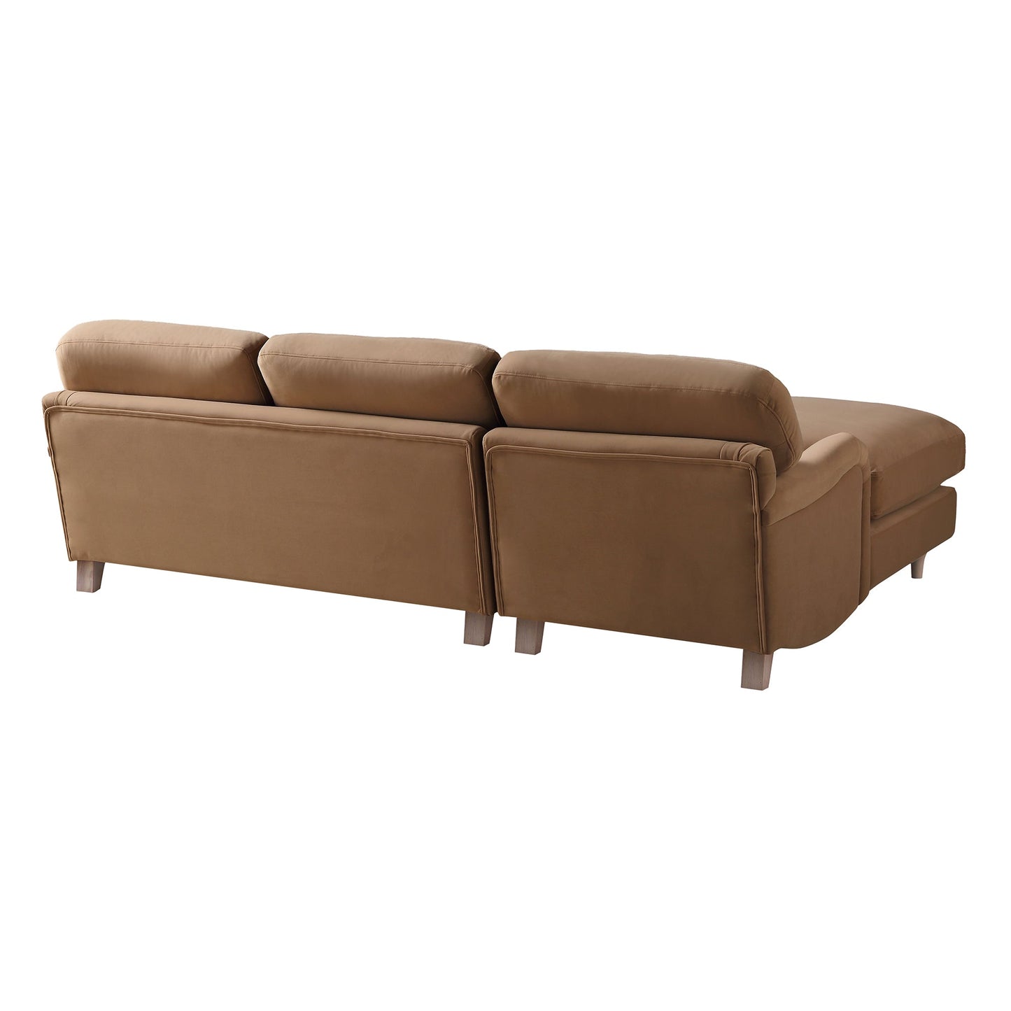 Daphnis Camel Velvet Sofa, Grande Chaise Sofa Left Hand Facing