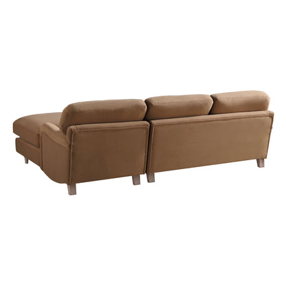 Daphnis Camel Velvet Sofa, Grande Chaise Sofa Right Hand Facing