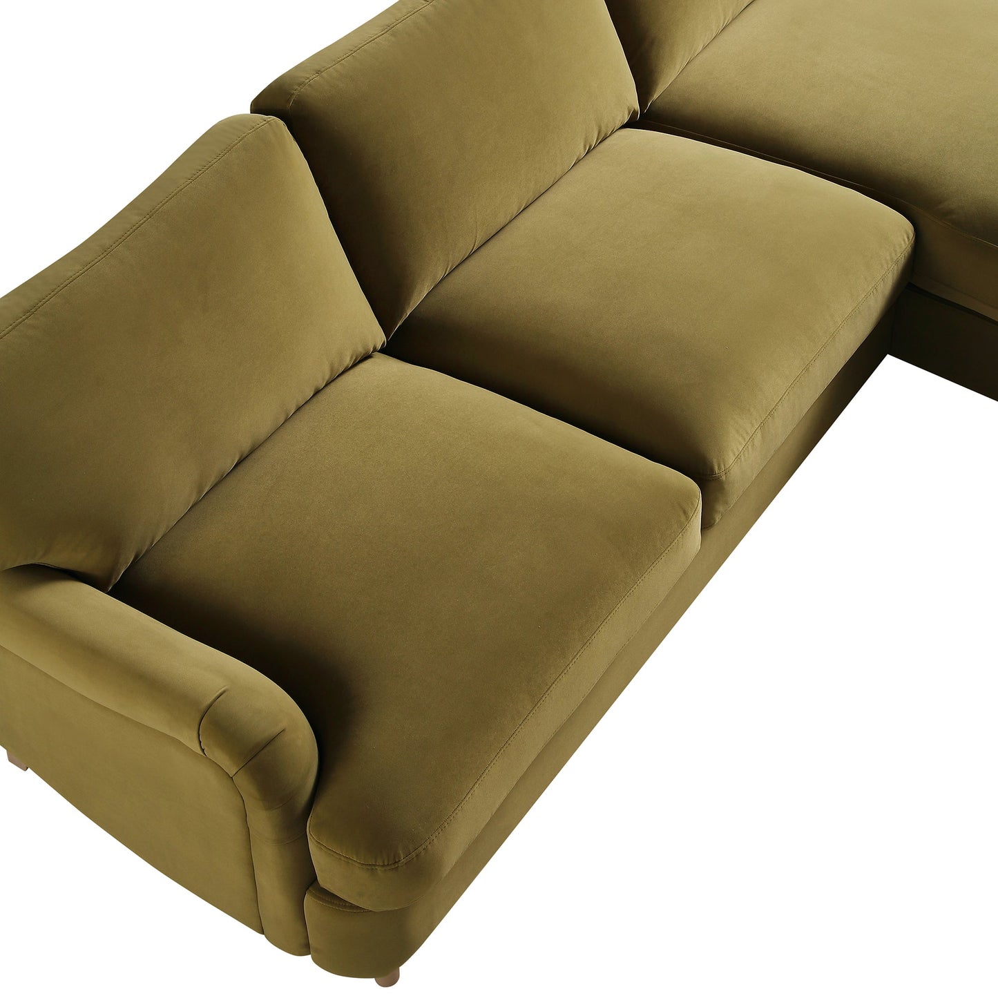 Daphnis Fudge Velvet Sofa, Grande Chaise Sofa Right Hand Facing