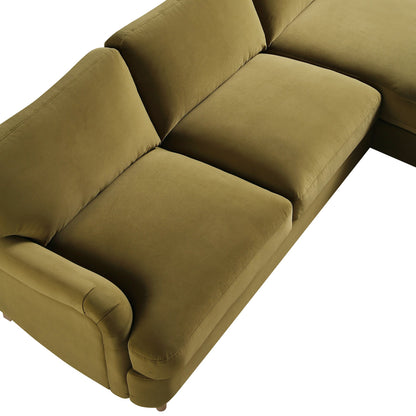 Daphnis Fudge Velvet Sofa, Grande Chaise Sofa Right Hand Facing
