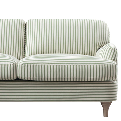 Daphnis Green Striped Linen Blend Sofa, Grande Chaise Sofa Left Hand Facing