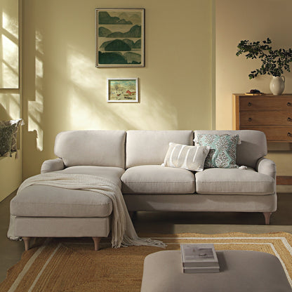 Daphnis Oatmeal Fabric Sofa, Grande Chaise Sofa Left Hand Facing