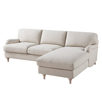 Daphnis Oatmeal Fabric Sofa, Grande Chaise Sofa Right Hand Facing