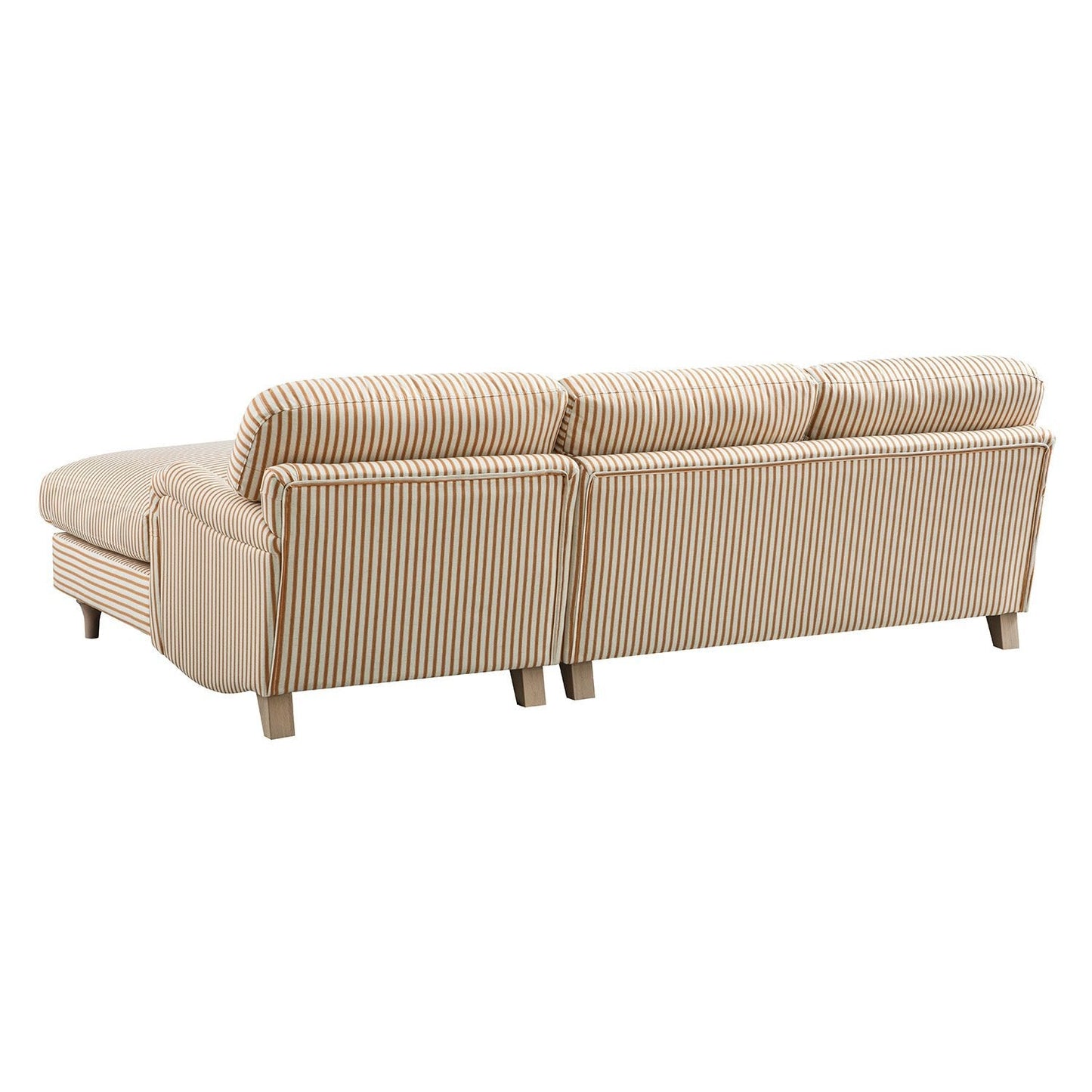 Daphnis Ochre Striped Linen Blend Sofa, Grande Chaise Sofa Right Hand Facing