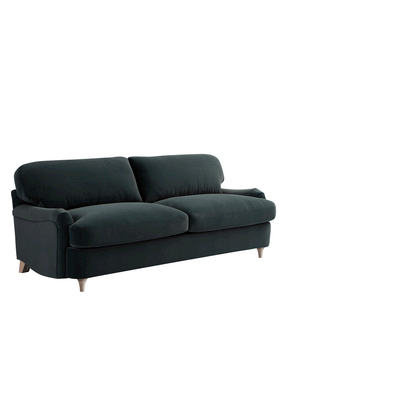Daphnis Aegean Blue Velvet Sofa Bed, Large 3-Seater