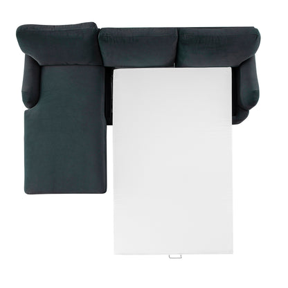 Daphnis Aegean Blue Velvet Sofa Bed, Grande Chaise Left Hand Facing