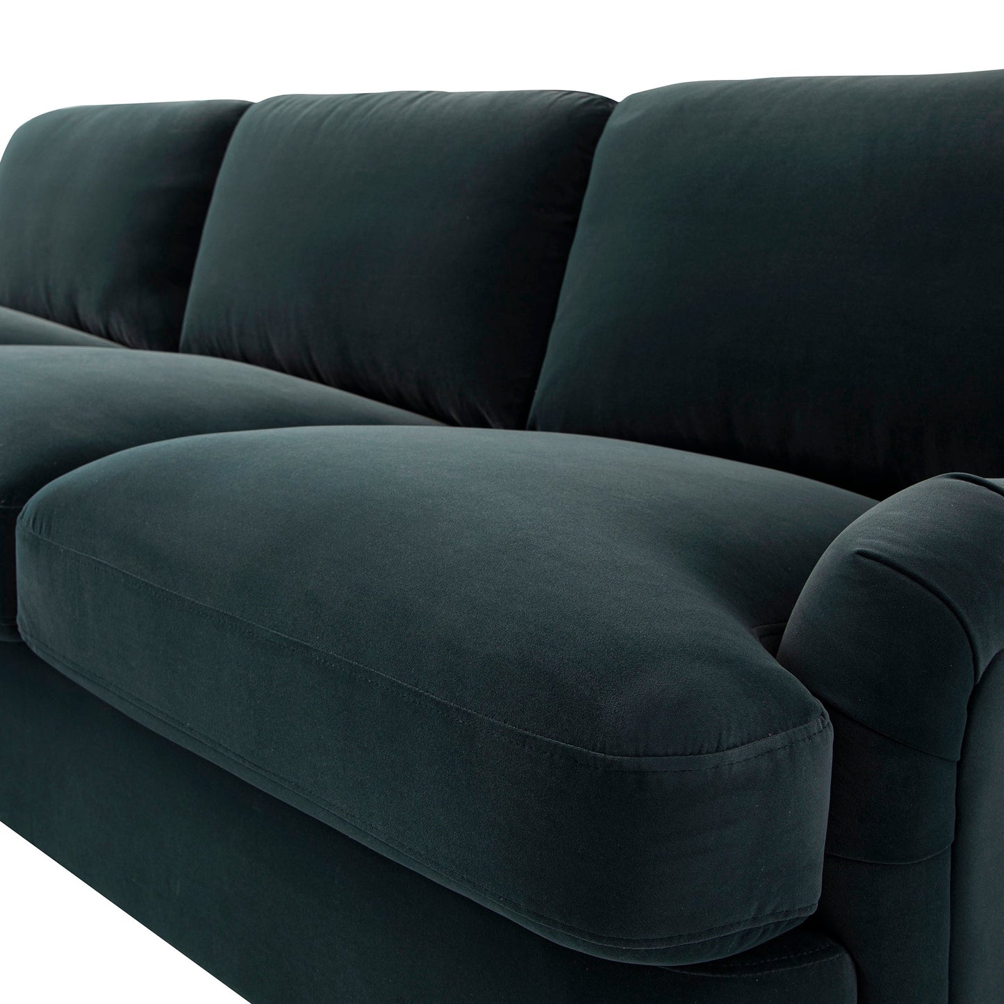 Daphnis Aegean Blue Velvet Sofa Bed, Grande Chaise Left Hand Facing