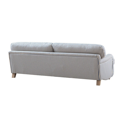 Daphnis Blue Striped Linen Blend Sofa Bed, Large 3-Seater