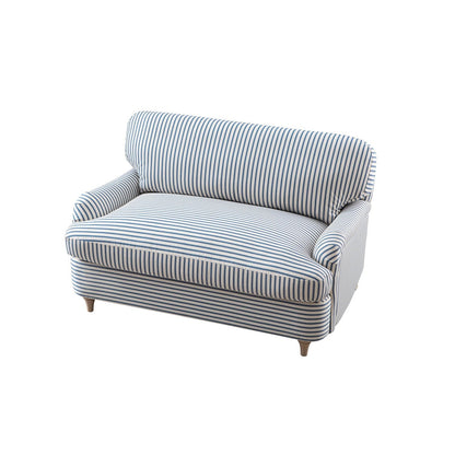 Daphnis Blue Striped Linen Blend Fabric Sofa Bed, Loveseat