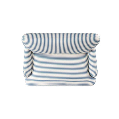 Daphnis Blue Striped Linen Blend Fabric Sofa Bed, Loveseat
