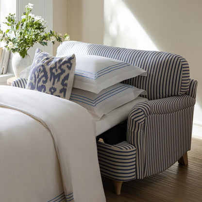 Daphnis Blue Striped Linen Blend Fabric Sofa Bed, Loveseat