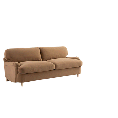 Daphnis Camel Velvet Sofa Bed, Large 3-Seater