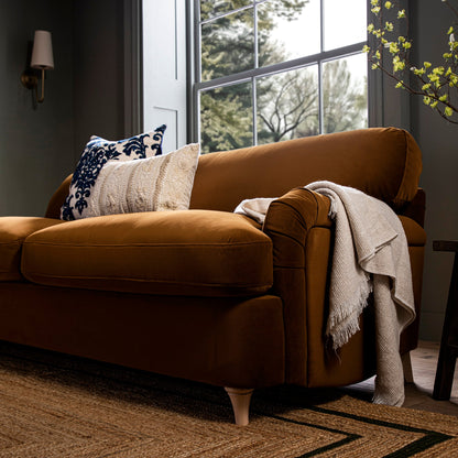 Daphnis Cinnamon Velvet Sofa Bed, Large 3-Seater