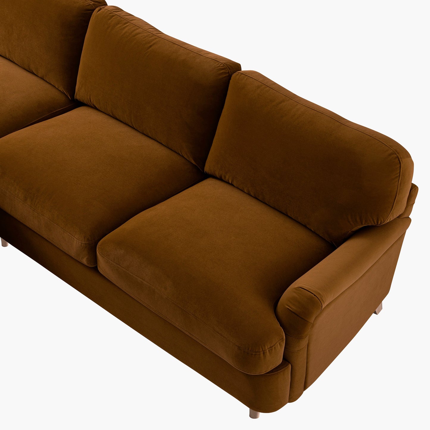 Daphnis Cinnamon Velvet Sofa Bed, Grande Chaise Left Hand Facing