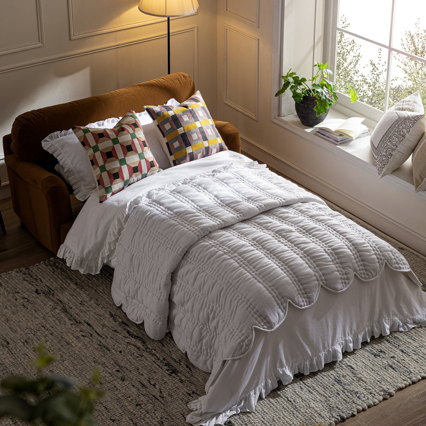 Daphnis Cinnamon Velvet Sofa Bed, Loveseat