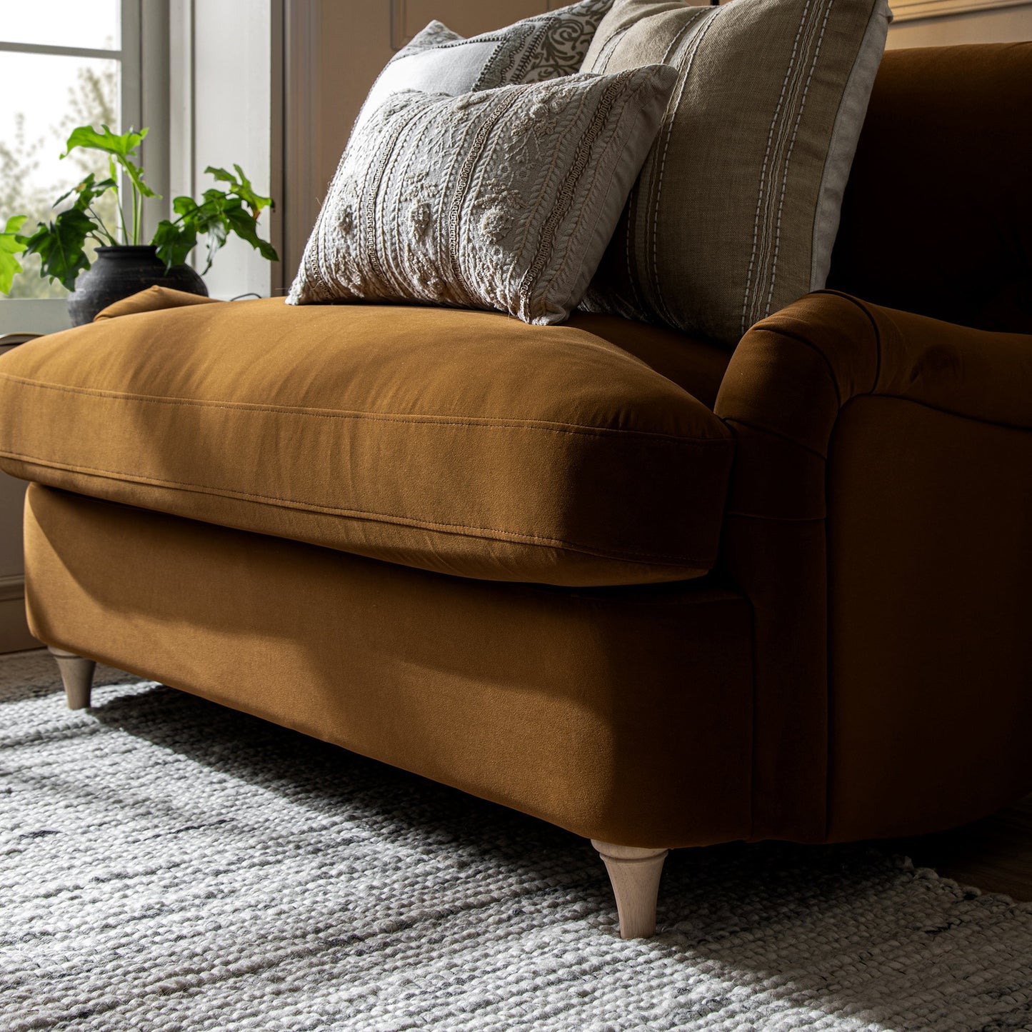 Daphnis Cinnamon Velvet Sofa Bed, Loveseat