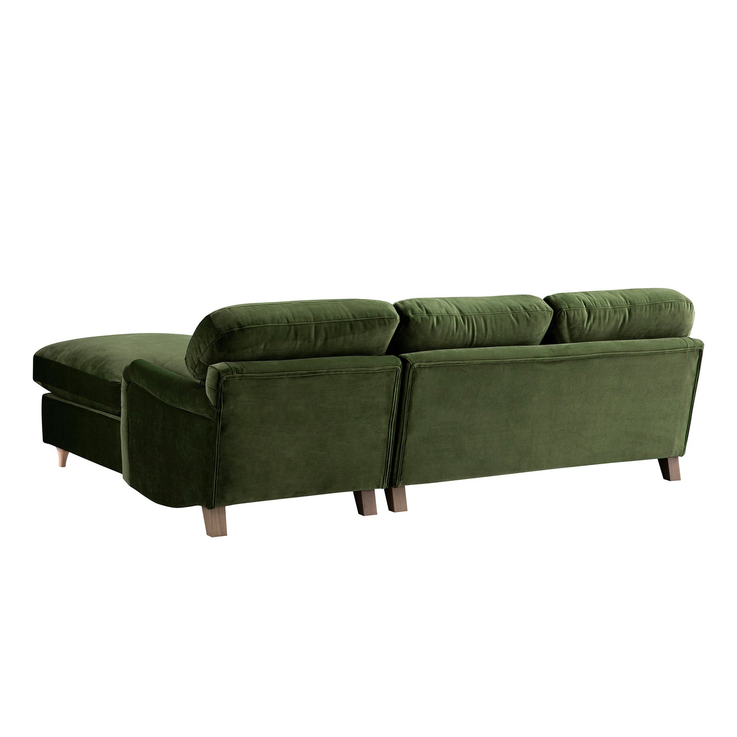 Daphnis Fern Green Velvet Sofa Bed, Grande Chaise Right Hand Facing