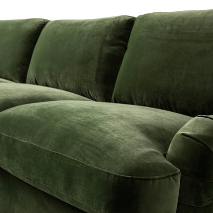 Daphnis Fern Green Velvet Sofa Bed, Grande Chaise Right Hand Facing