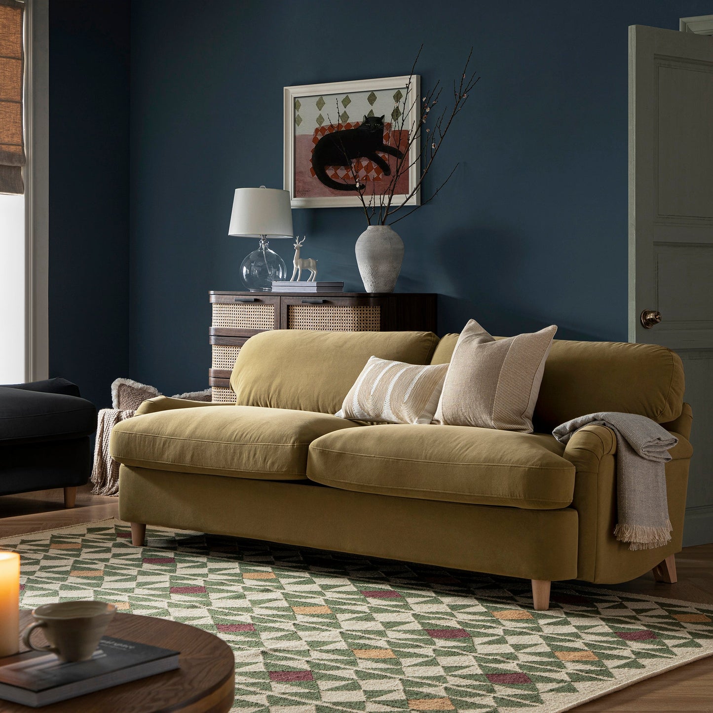 Daphnis Fudge Velvet Sofa Bed, Large 3-Seater