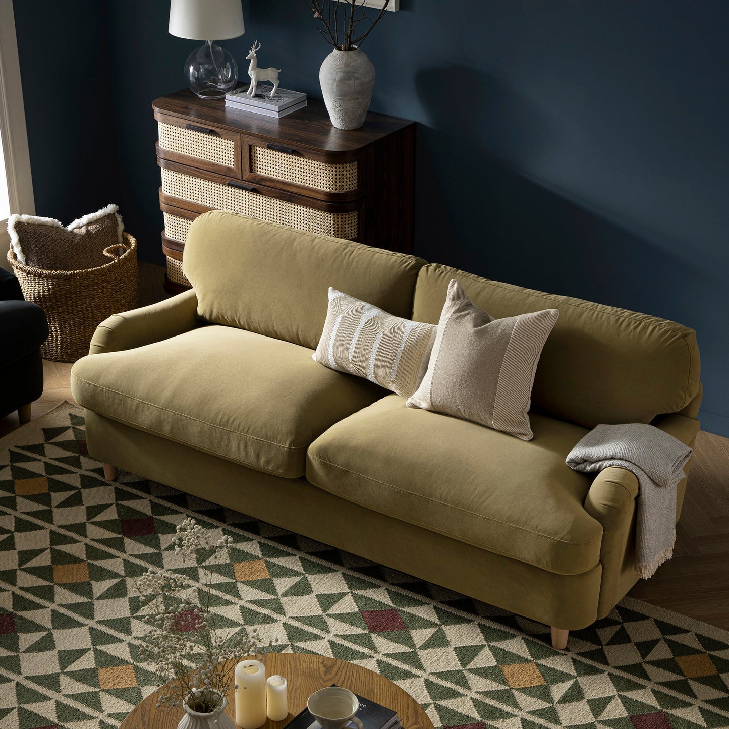 Daphnis Fudge Velvet Sofa Bed, Large 3-Seater