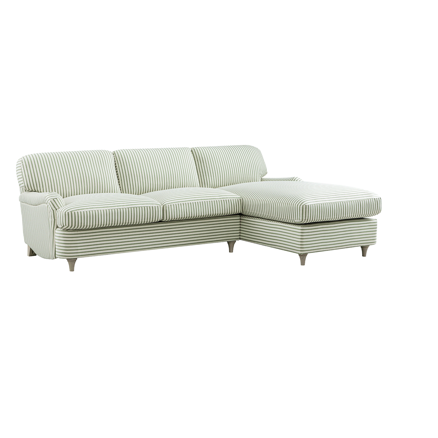 Daphnis Green Striped Linen Blend Sofa Bed, Grande Chaise Right Hand Facing