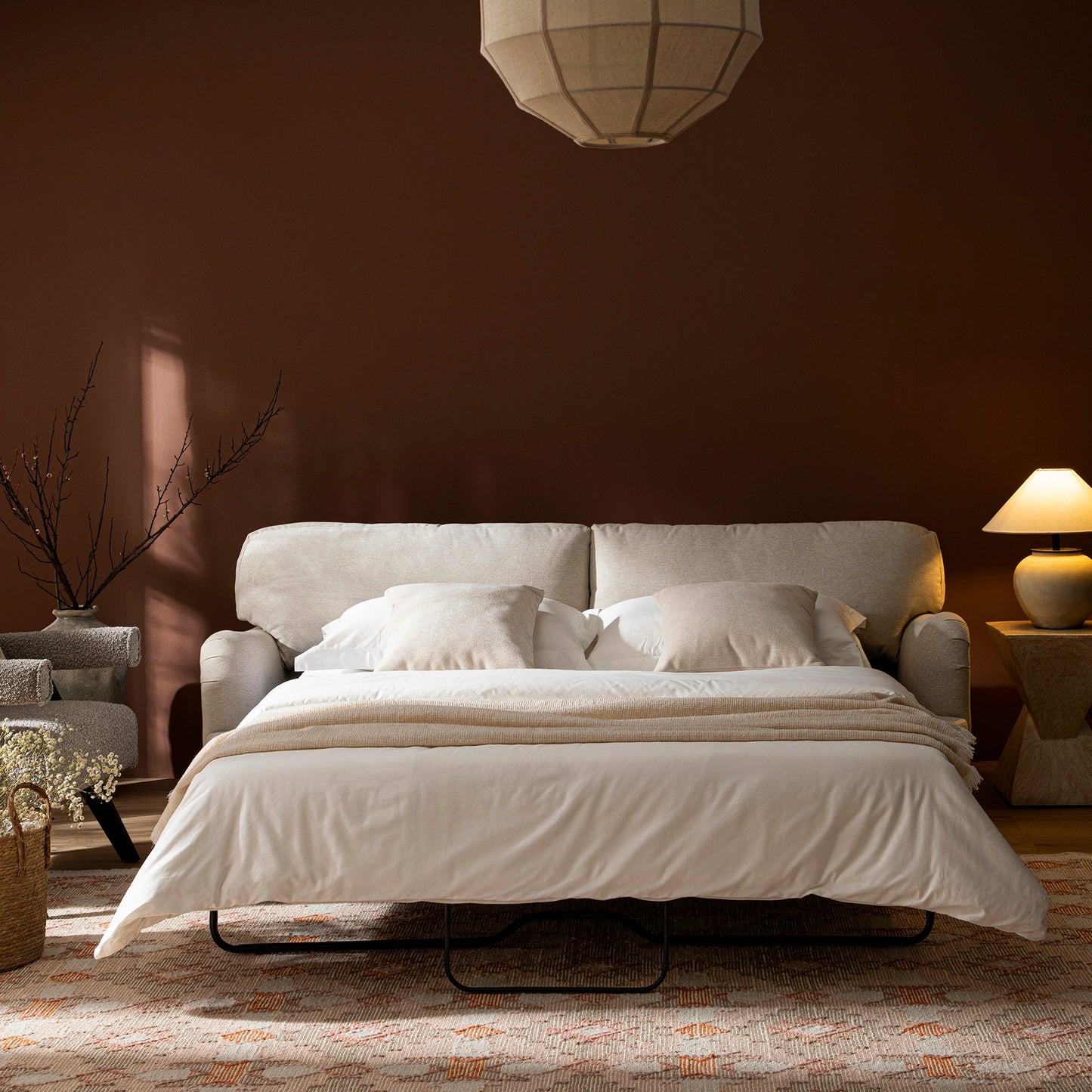 Daphnis Oatmeal Fabric Sofa Bed, Large 3-Seater