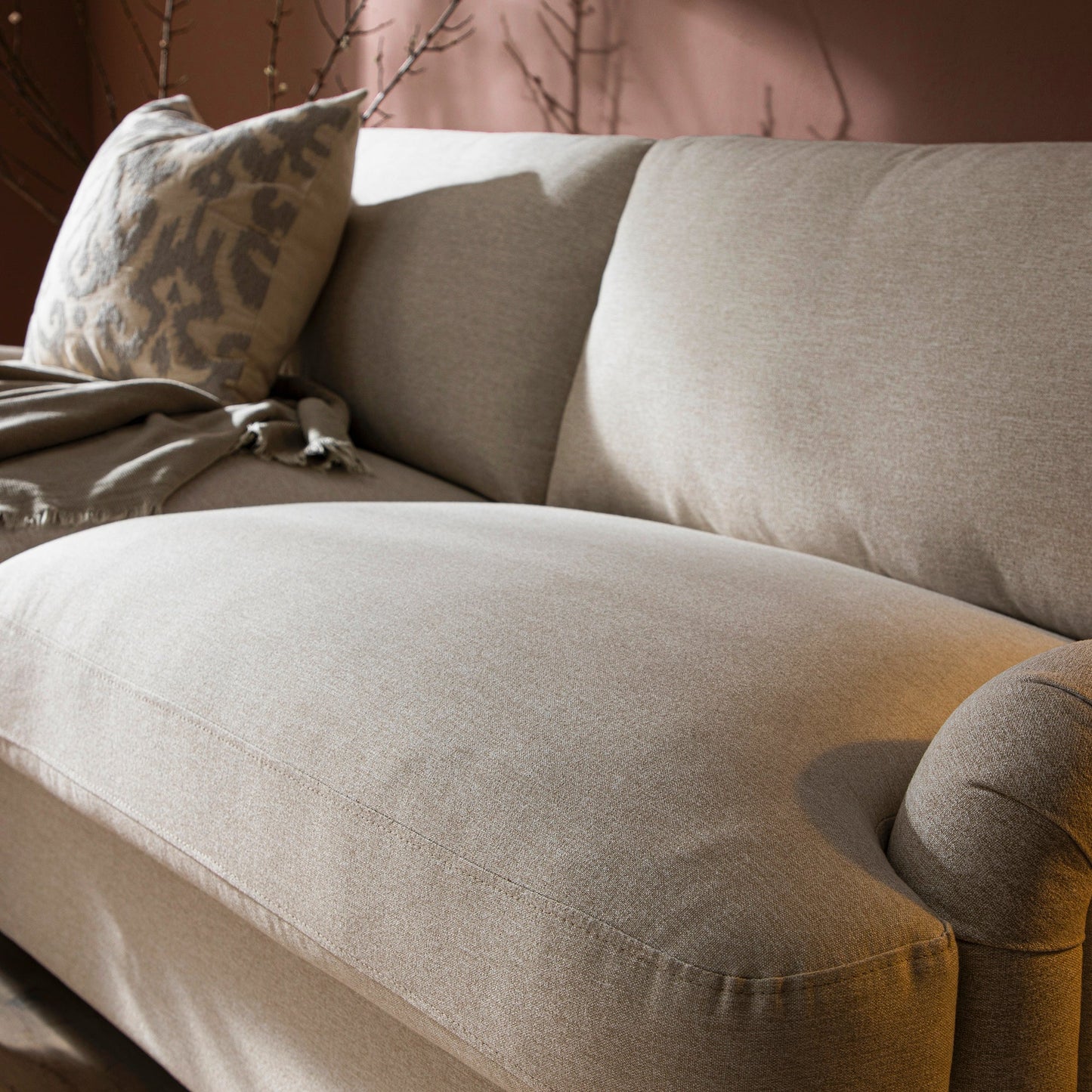 Daphnis Oatmeal Fabric Sofa Bed, Large 3-Seater