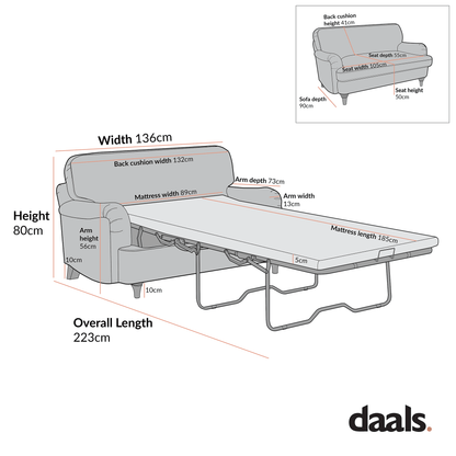 Daphnis Oatmeal Fabric Sofa Bed, Loveseat