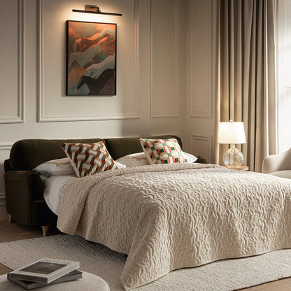 Daphnis Seaweed Velvet Sofa Bed, Large 3-Seater