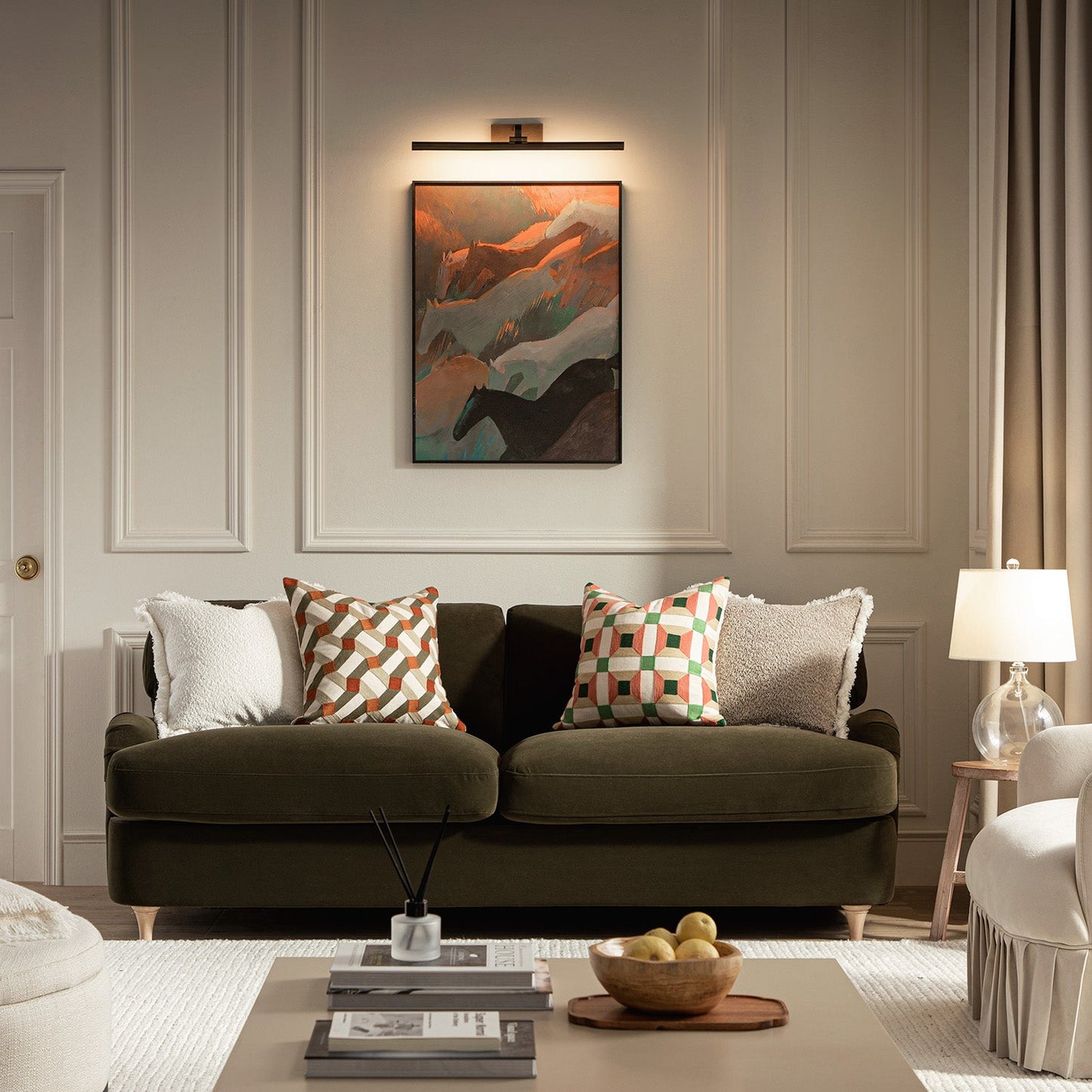 Daphnis Seaweed Velvet Sofa Bed, Large 3-Seater