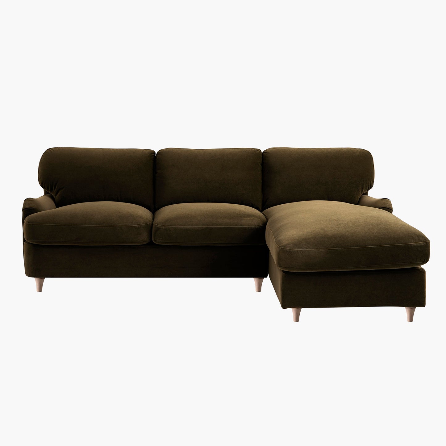 Daphnis Seaweed Velvet Sofa Bed, Grande Chaise Right Hand Facing