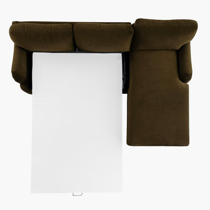 Daphnis Seaweed Velvet Sofa Bed, Grande Chaise Right Hand Facing