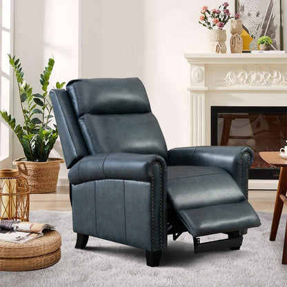 Genuine Leather Push Back Recliner Chair with Comfortable Arms and Back