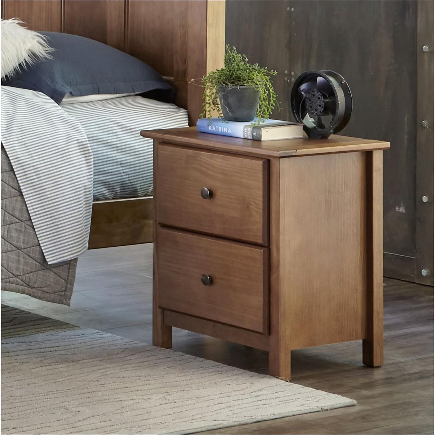 Grain Wood Furniture Shaker 2-drawer Solid Wood Nightstand