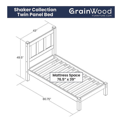 Grain Wood Furniture Shaker Solid Wood Panel Platform Bed