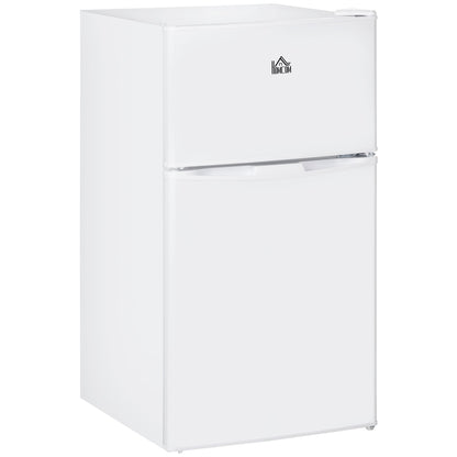 HOMCOM Double Door Mini Fridge with Freezer, 3.2 Cu.Ft Compact Refrigerator with Adjustable Shelf, Adjustable Thermostat