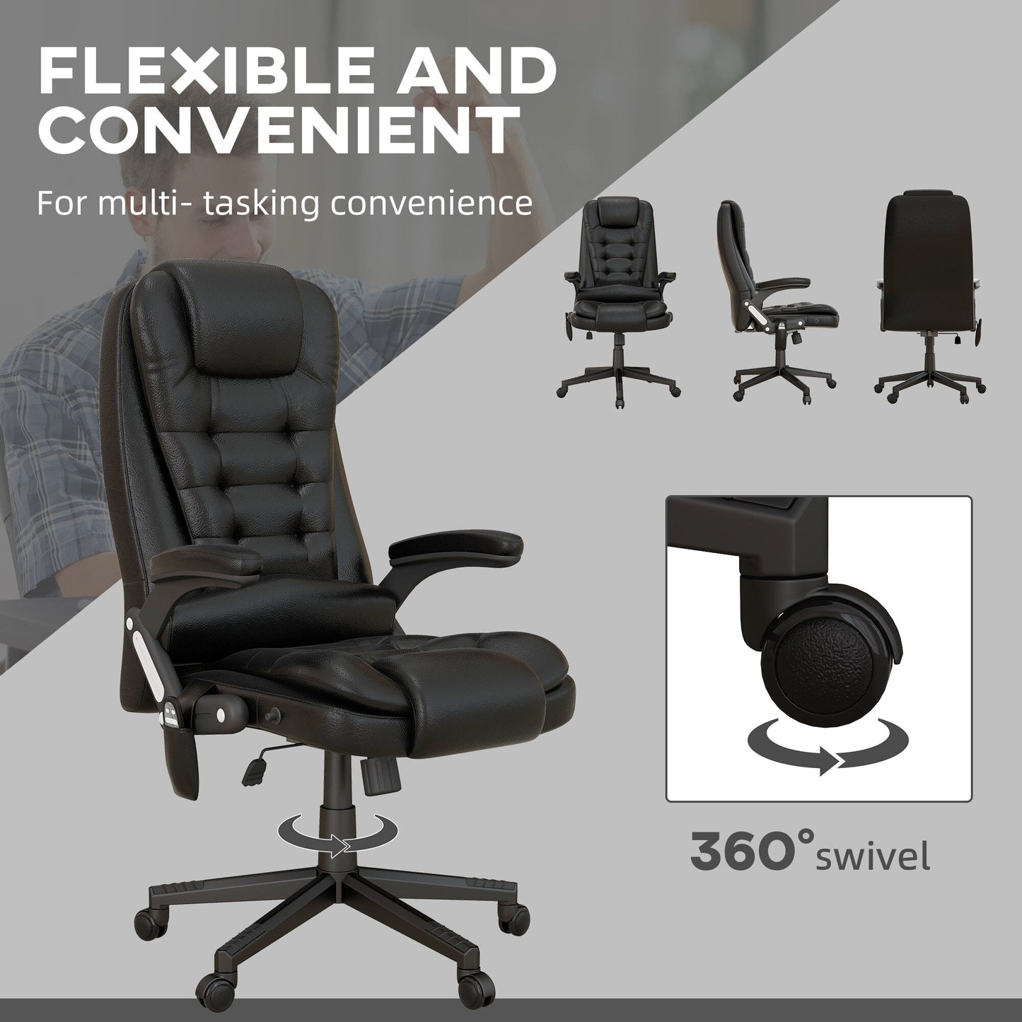 HOMCOM High Back Vibration Massage Office Chair with 6 Vibration Points, Beige