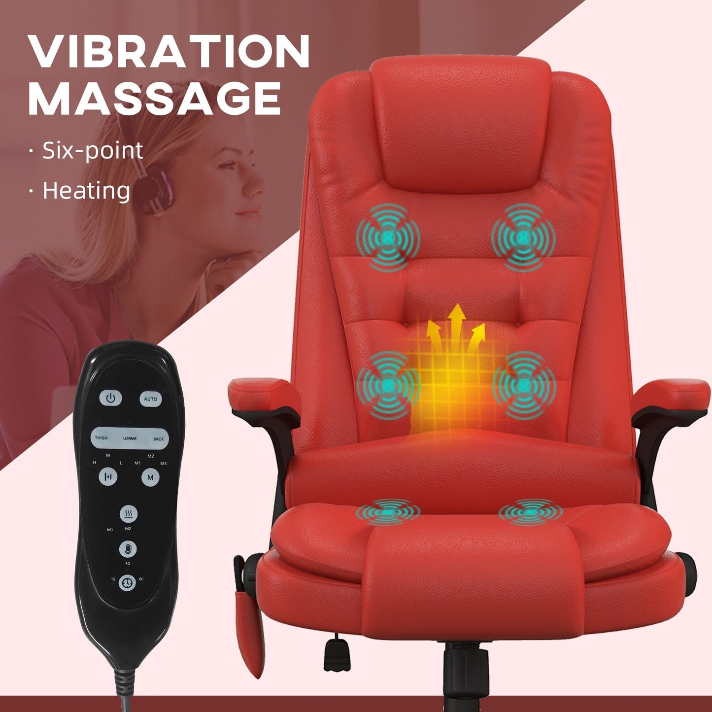 HOMCOM High Back Vibration Massage Office Chair with 6 Vibration Points, Beige