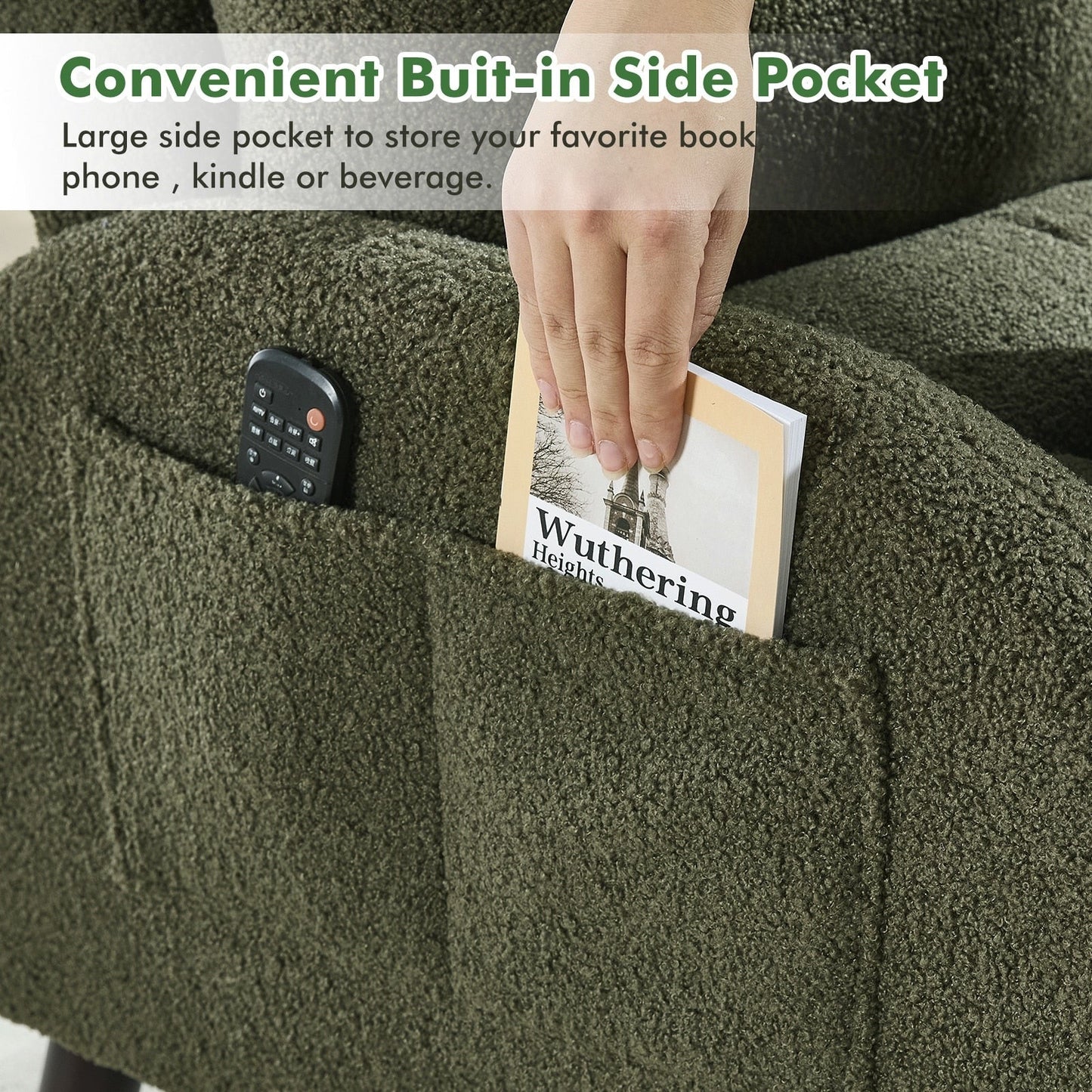 HOMYKA Accent Lounge Chair with Adjustable Backrest Storage Ottoman