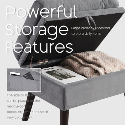 HOMYKA Accent Lounge Chair with Adjustable Backrest Storage Ottoman