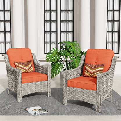 HOOOWOOO 2-piece High Back Wicker Rattan Outdoor Patio Chair Set