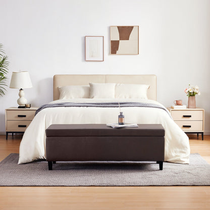 50.3 x 17.50 x 18 Upholstered Rectangular Storage Ottoman-Faux Leather